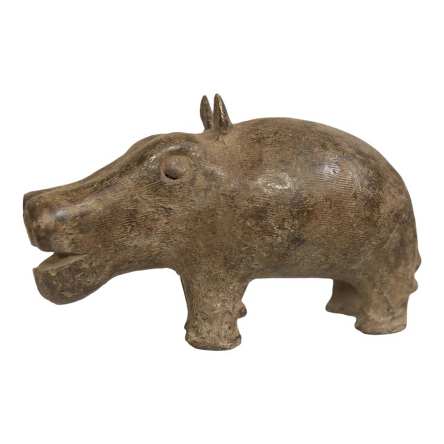 Vintage African Bronze Hippo For Sale