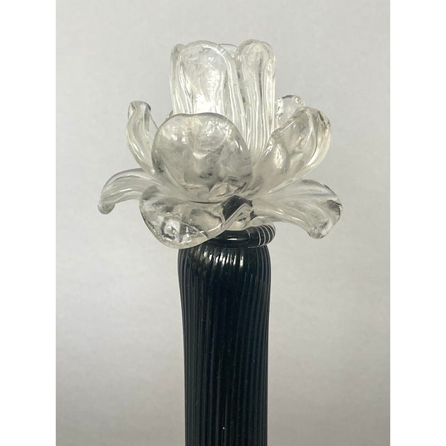 Vintage MCM Italian Murano-Style Art Glass Floral Candlesticks, Set of Four For Sale - Image 4 of 5