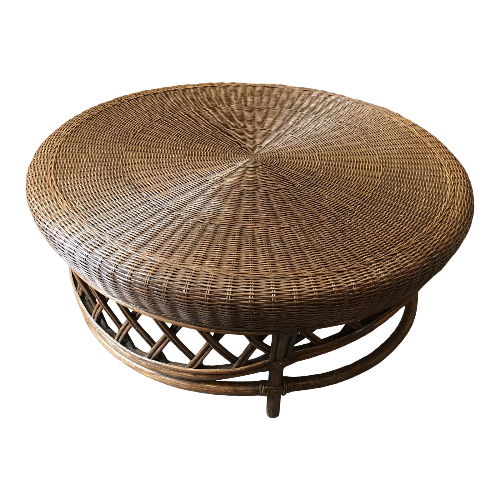 Vintage Boho Chic Round Wicker Coffee Table Chairish