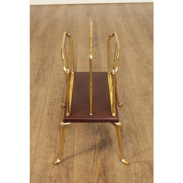 Decorative Crafts Inc. Regency Style Brass and Cherry Magazine Racks - A Pair For Sale - Image 10 of 13