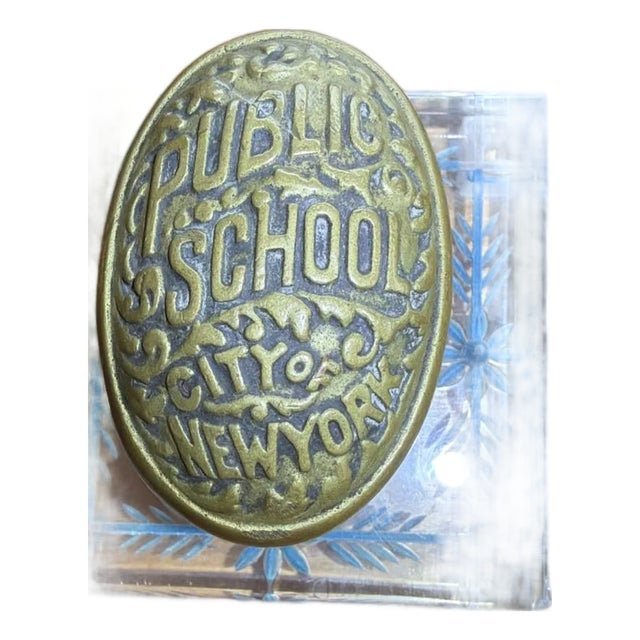 Antique NYC Public School Door Knob Paperweight Brass Architectural For Sale