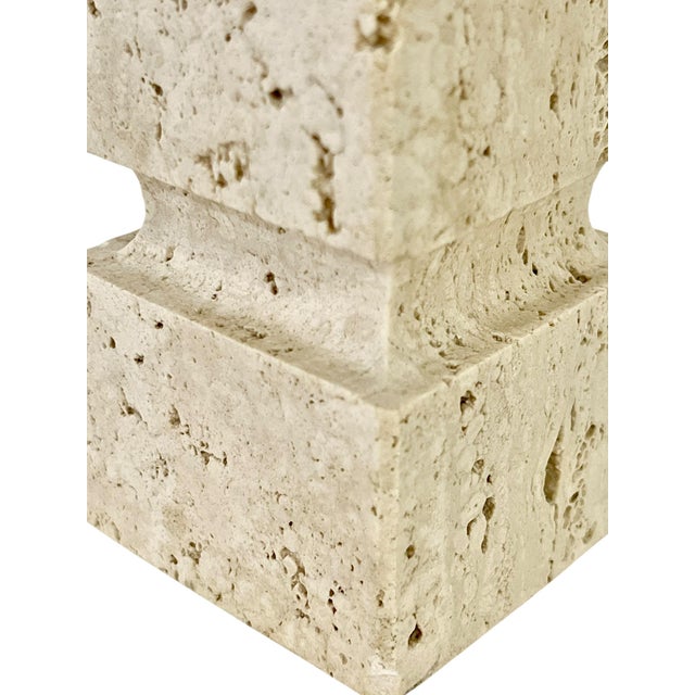 Stone Set of 2 Vintage Mod Century Modern Travertine Marble Obelisks For Sale - Image 7 of 12