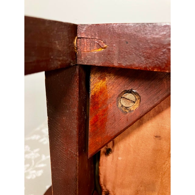 Antique Edwardian Mahogany Footstool With Sage Velvet Cushion For Sale - Image 13 of 18