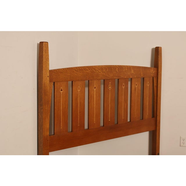 Stickley Mission Collection Harvey Ellis Inlaid Oak Queen Bed For Sale In Philadelphia - Image 6 of 18
