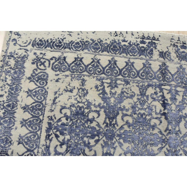 Textile Modern Rug 8’1” X 10’5” Gray Blue Wool/ Viscose Hand-Knotted Oriental Carpet For Sale - Image 7 of 15