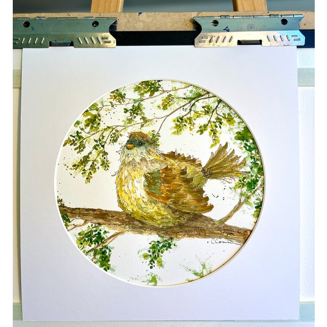 Watercolor Painting Poofy Bird Giclee Print For Sale - Image 4 of 6