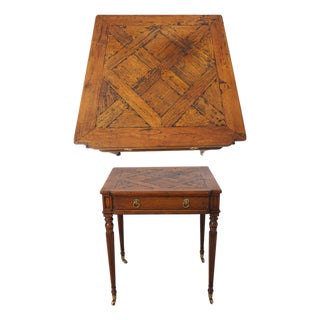 Lillian August Parquet Inlaid 1 Drawer Game Table For Sale