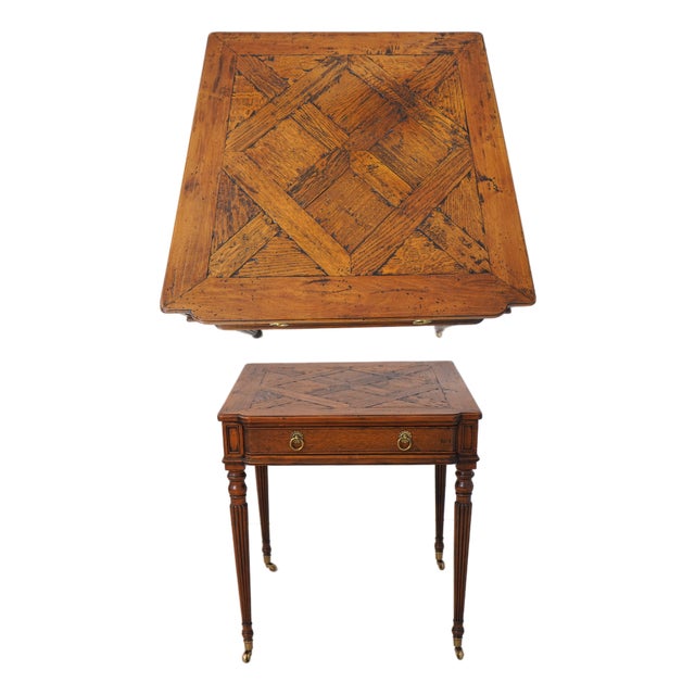 Lillian August Parquet Inlaid 1 Drawer Game Table For Sale