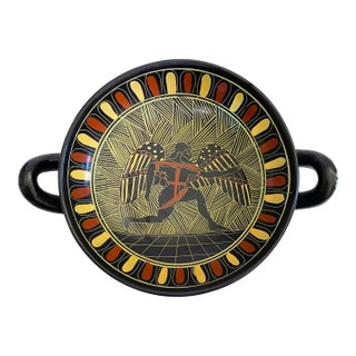 Mid 20th Century Greek Pottery Kylix Depicting a Winged God For Sale