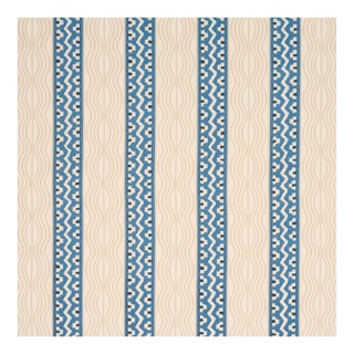 Schumacher x Johnson Hartig Crème Anglaise Fabric in English Cream/Denim Blue For Sale