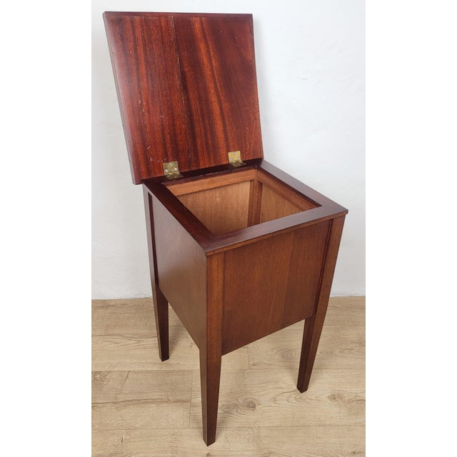 Mid-Century Bedside Table with Leather Top Lid, 1950 For Sale - Image 3 of 18