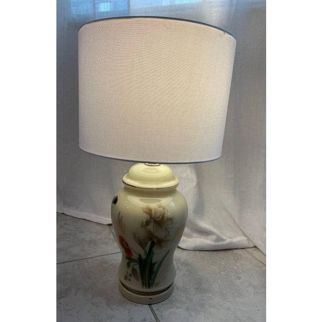 Mid-Century Modern Vintage Porcelain Chinese Ginger Jar Lamps Hand Painted Large - a Pair For Sale - Image 3 of 15