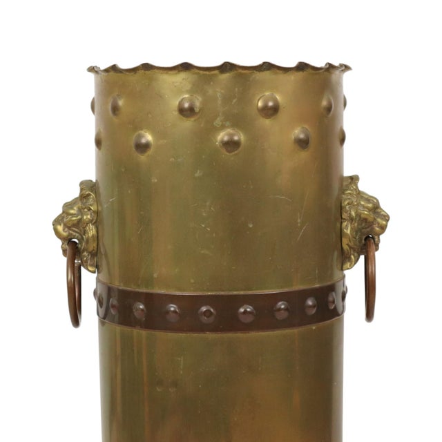 Artillery Shell Umbrella with Trench Art Lion Heads, 1920s For Sale - Image 3 of 18