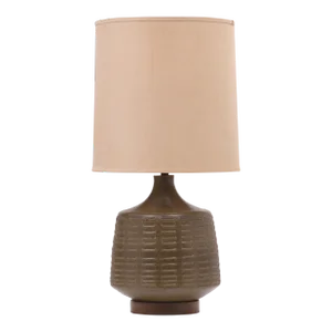 Impressive David Cressey Architectural Pottery Lamp Dark Textured Pro Artisan Pattern Mid Century California