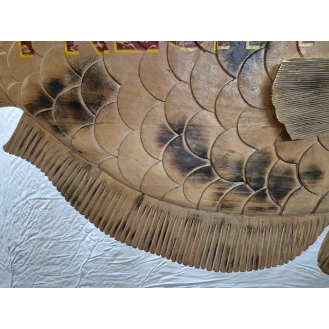 Carved Flounder Trade Sign "Fresh Fish" For Sale - Image 9 of 12