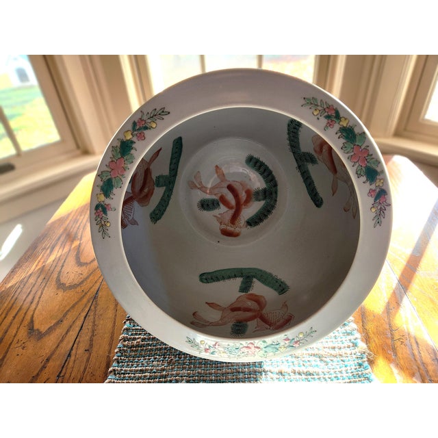 Ceramic Mid 19th Century Large Chinese Famille Rose Fish Bowl, Cachepot, Jardinere For Sale - Image 7 of 12