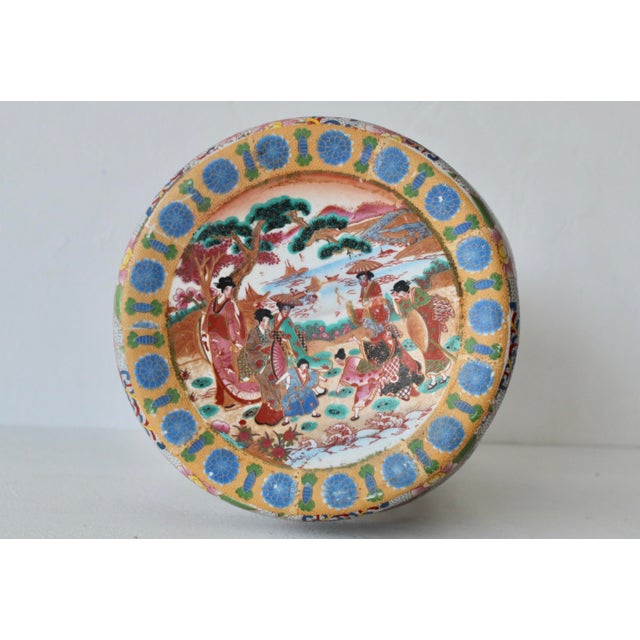 1970s Imari Style Gilt Ceramic Barrel Stool Plant Stand For Sale - Image 9 of 16