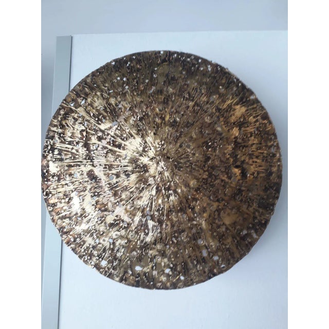 1990s Vintage Perforated Brass Disc Sconce For Sale - Image 5 of 6