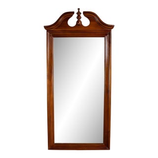 Mid to Late 20th Century Chippendale Style Wall Mirror Rectangular With Arched Carved Pediment Top For Sale