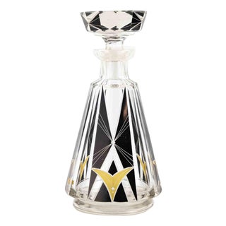 Art Deco Czech Glass Carafe attributed to Karel Palda, 1930s For Sale