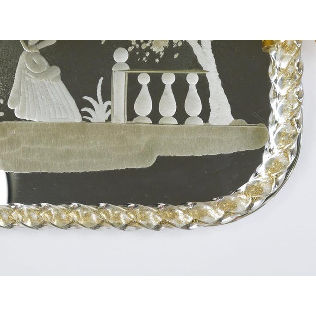Metal Swirl Murano Glass Mirror Serving Tray from Ercole Barovier, Venice, 1940s For Sale - Image 7 of 16