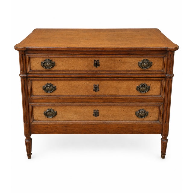 Louis XVI Light Walnut Chest of Drawers with Three Drawers and Fluted Motifs, 1930s For Sale - Image 13 of 13