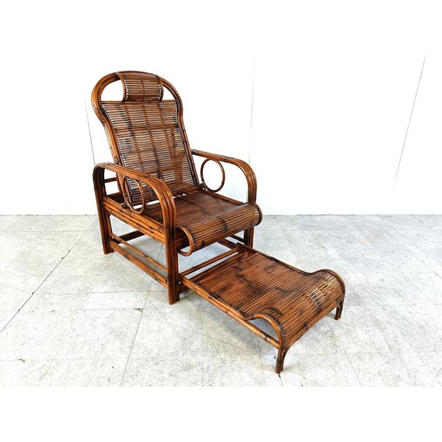 Brown Mid-Century Rattan and Bamboo Garden Chair, 1950s For Sale - Image 8 of 18