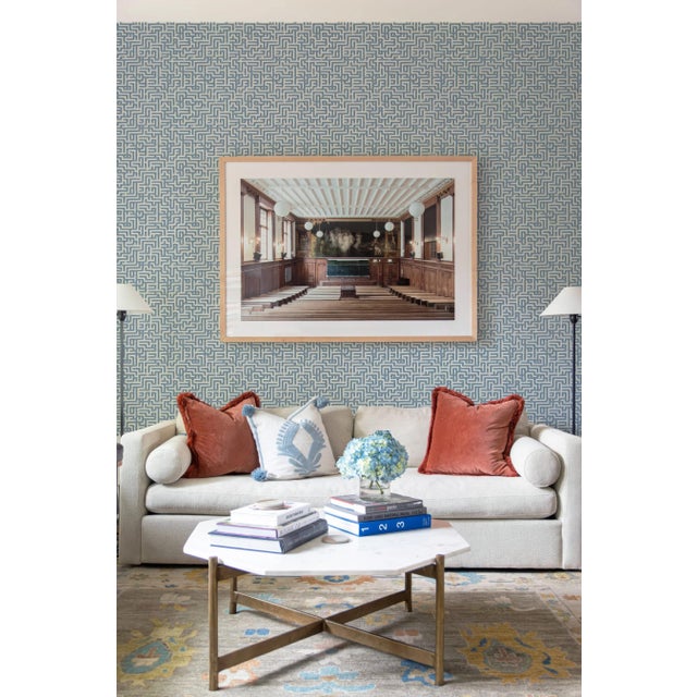 Bronte Ribbon Maze Traditional Wallpaper – Indigo Blue 3 Yard Roll ...