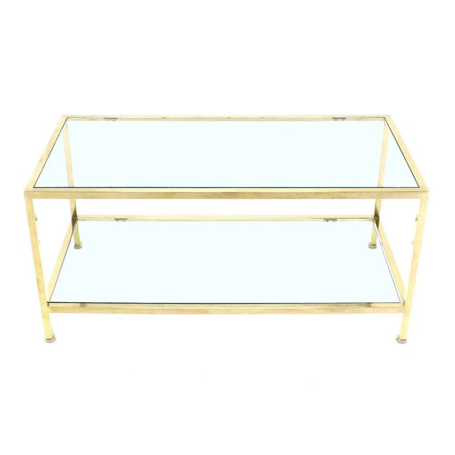 Metal Vintage Mid Century Solid Brass Tube Rectanglar Coffee Table For Sale - Image 7 of 8