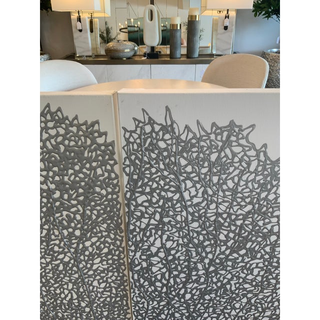 2020s Pair of Silver Coral Canvases For Sale - Image 5 of 9