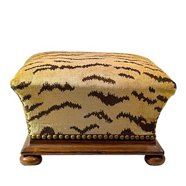 19th Century English Mahogany Upholstered Stool With Flared Form For Sale - Image 10 of 12