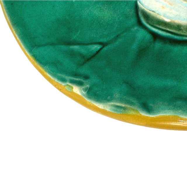 Victorian A Joesph Holdcroft Majolica Pond Lily Plate, Signed, English, Ca. 1875 For Sale - Image 3 of 9