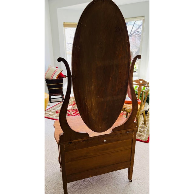 Vintage Diminutive Tiger Wood Cabinet With Mirror For Sale - Image 9 of 13