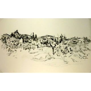 Jean Baptiste Grancher, Provençal Scene in Ink For Sale
