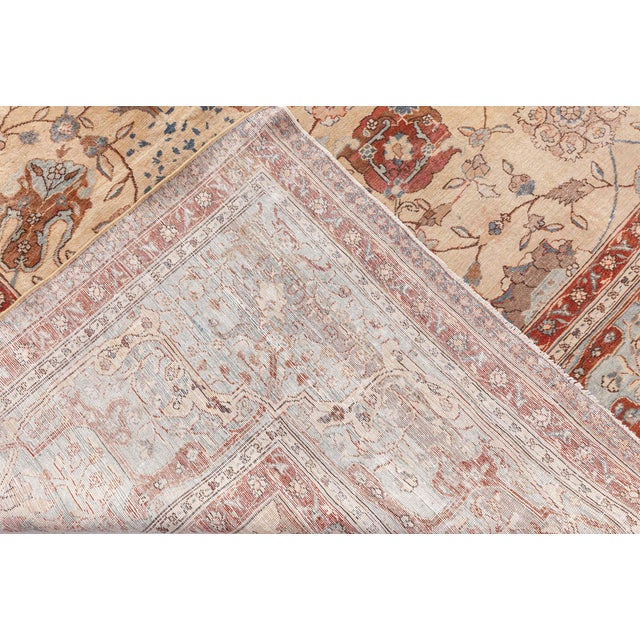 Antique Persian Tabriz Botanic Handmade Wool Rug For Sale In New York - Image 6 of 9