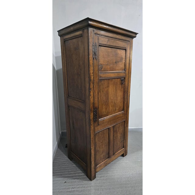 Wood Oak Food Cupboard with Iron Hinges and Handles, 1920 For Sale - Image 7 of 14