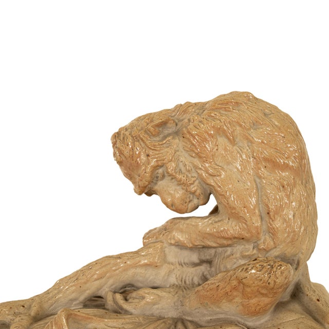 Antique French Sevres Terracotta Ceramic Monkey Snail Animalier Statue Sculpture by Emmanuel Fremiet, 1905 For Sale - Image 11 of 14