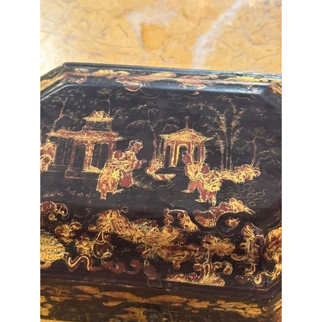 19th C. English Chinoiserie Tea Caddy For Sale - Image 9 of 10
