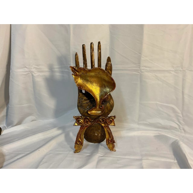 Early 20th Century Asian Gold Florentine Carved Wooden Hand Server For Sale In Dallas - Image 6 of 6