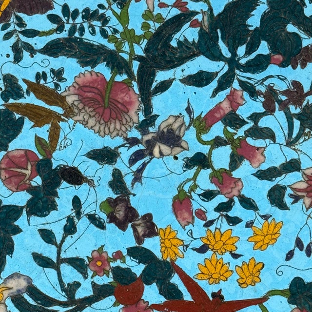 Japanese Antique Japanese Cloisonné Turquoise Enamel Plate, Meiji Period (1868-1912) For Sale - Image 3 of 8