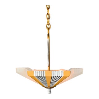 1930s Streamline Art Deco Two Light Chandelier #2029 For Sale