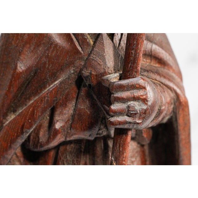 19th Century Folk Art Statue Sculpture Carved Wood Bishop Santos Style For Sale In New York - Image 6 of 17