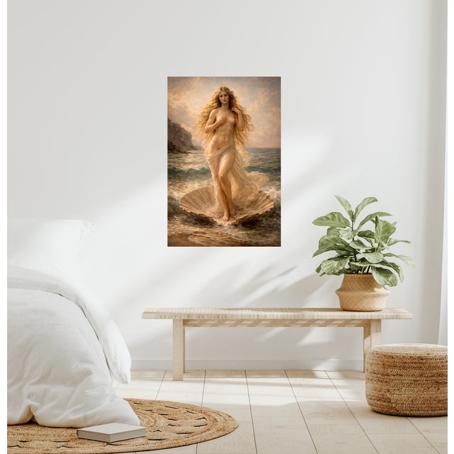 Beige Atelier Aria Lumae Venus in a Quiet Sea Original Classical Realism Fine Art Gallery Board Print For Sale - Image 8 of 14
