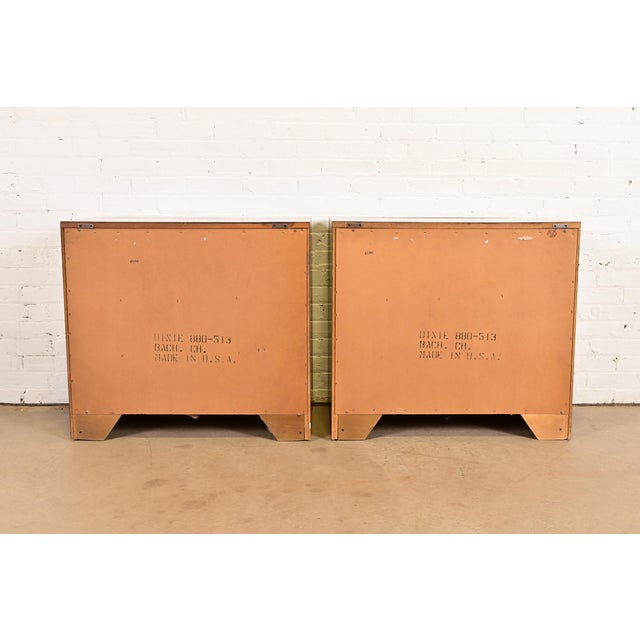 Henredon Style Mid-Century Modern Campaign Oak Bedside Chests, Circa 1970s For Sale - Image 13 of 14