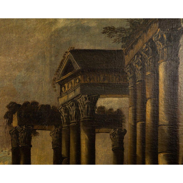 Unknown, Roman Architectural Capriccios, Oil On Canvas, Set of 2 For Sale - Image 9 of 11