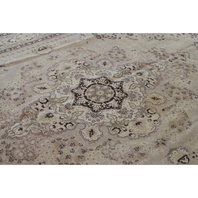 1940s Antique Persian Large Beige Natural Wool Rug For Sale - Image 12 of 13