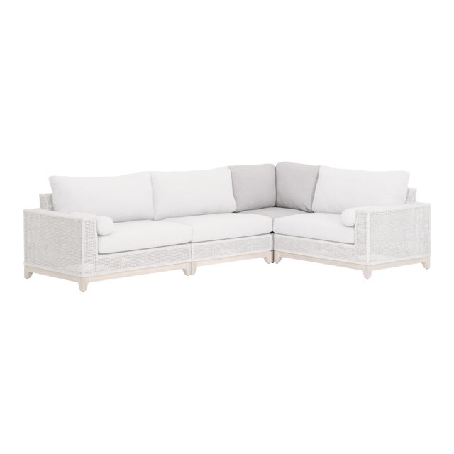 Tropez Teak & Rope Outdoor Modular Corner Sofa For Sale