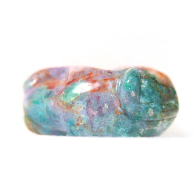 Late 20th Century Miniature Well-Carved Hand-Carved Naturally Occurring Multi-Colored Jasper "Hear No Evil" Monkey or Gorilla. For Sale - Image 9 of 13