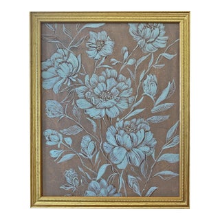 Abstract Botanical Acrylic Painting on Canvas, Framed Original Modern Organic Art by Tatiana Duperault For Sale