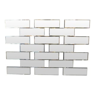 Large Vintage C1980s Geometrical Panel Beveled Hanging Wall Mirror For Sale